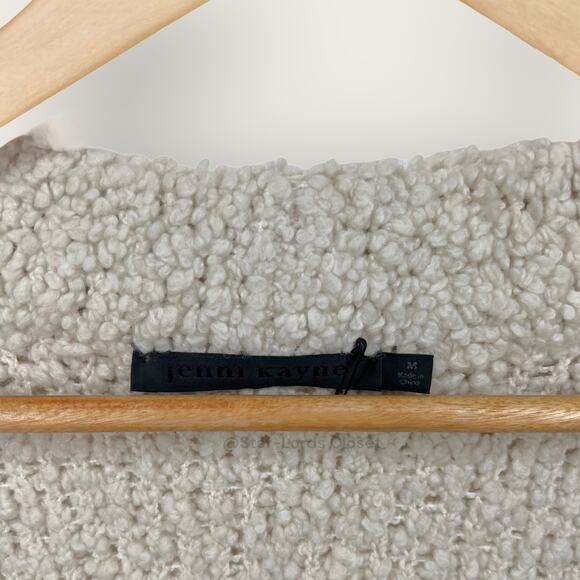 Jenni Kayne Boucle Sweater Coat | Medium | Ivory Long Cardigan Wool Fuzzy Cozy - Picture 5 of 13